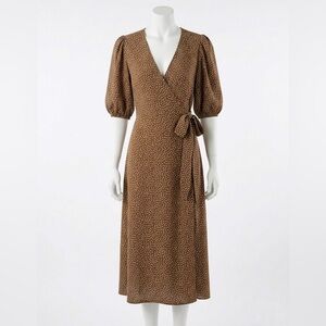 Lucy Paris Brown Polka Dot Mid Sleeve Summer Boho Casual Dress